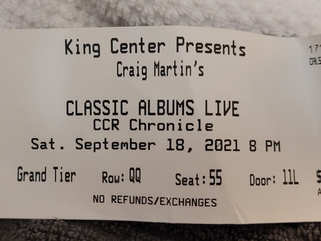 Ticket for live music at the King Center